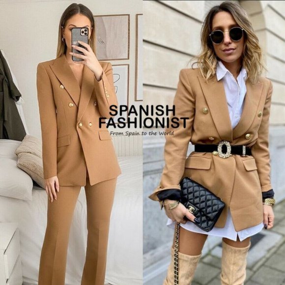 zara camel blazer